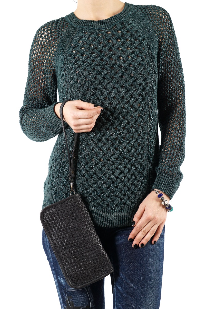 Smulkaus pynimo odinė Itališka rankų darbo piniginė