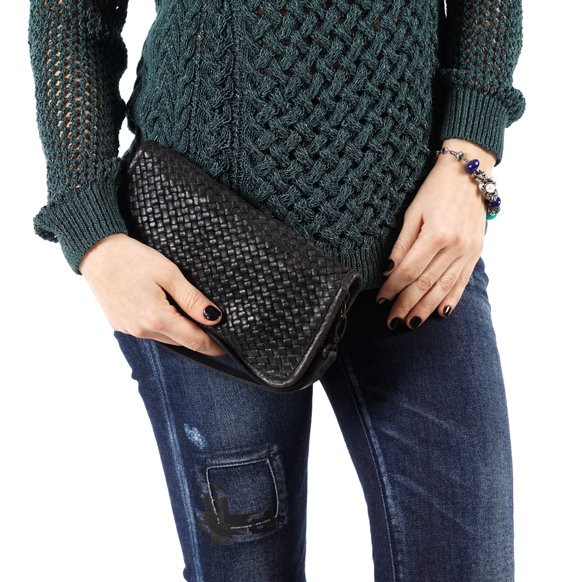 Smulkaus pynimo odinė Itališka rankų darbo piniginė