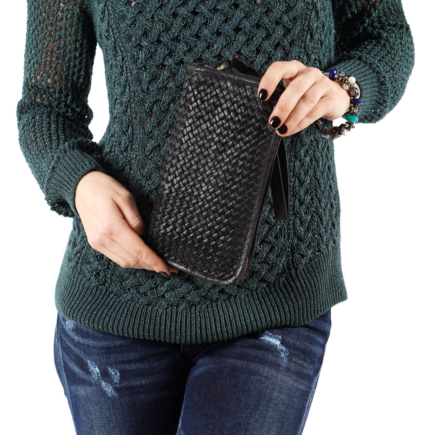 Smulkaus pynimo odinė Itališka rankų darbo piniginė