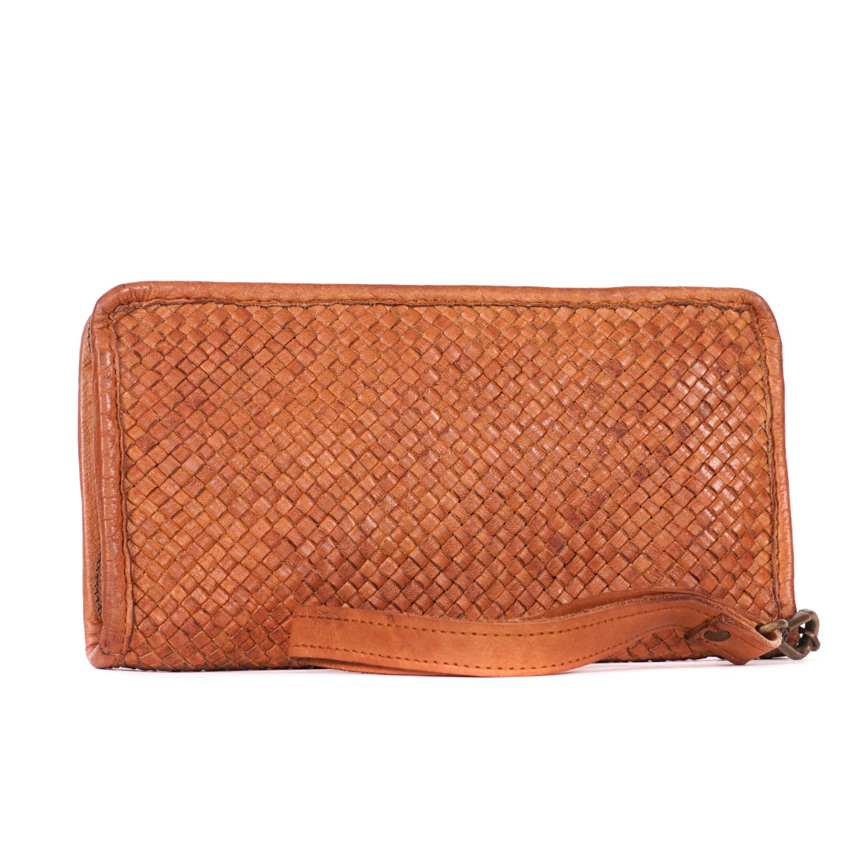 Rankų darbo pintos odos didelė piniginė