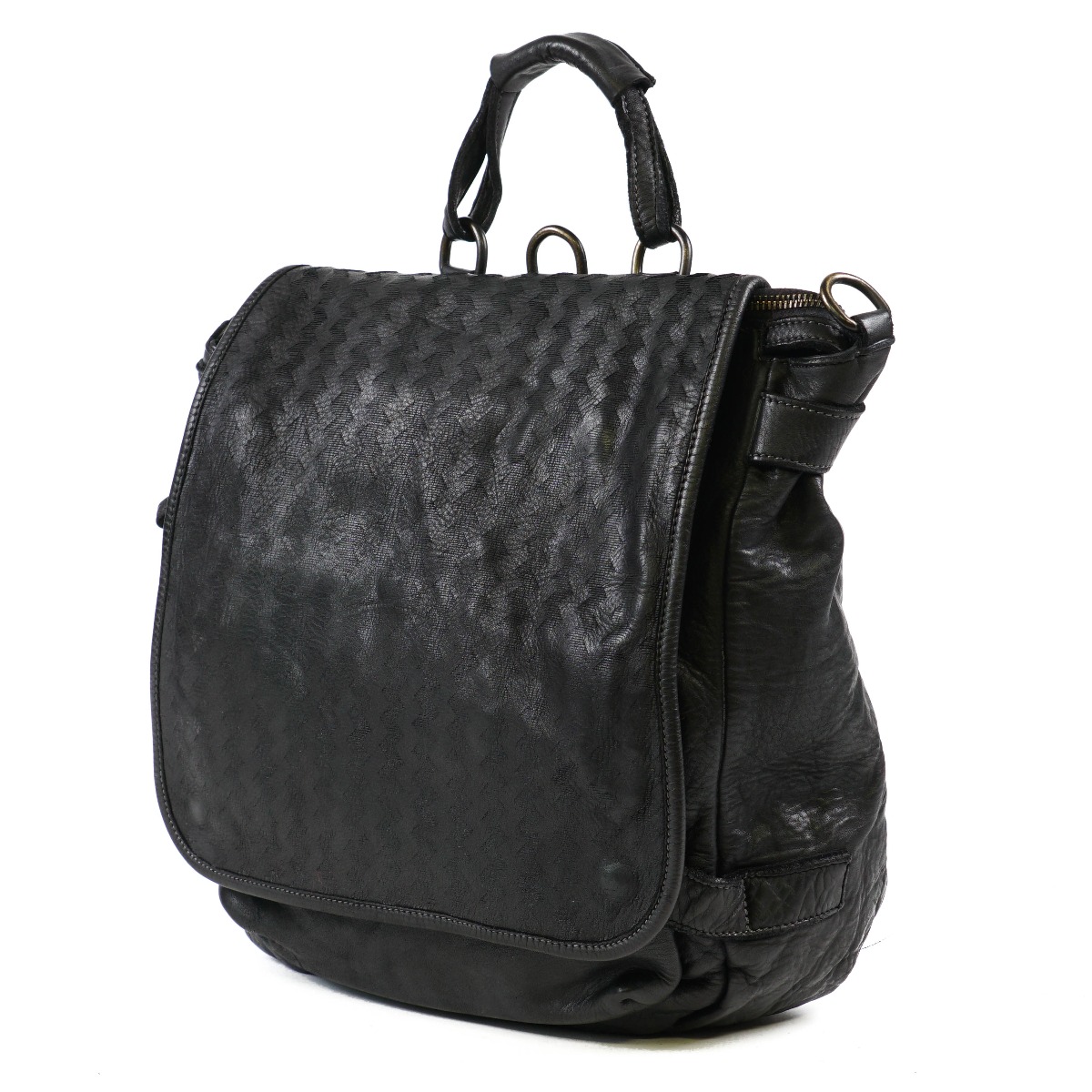 Juoda Itališka odinė kuprinė - transformeris