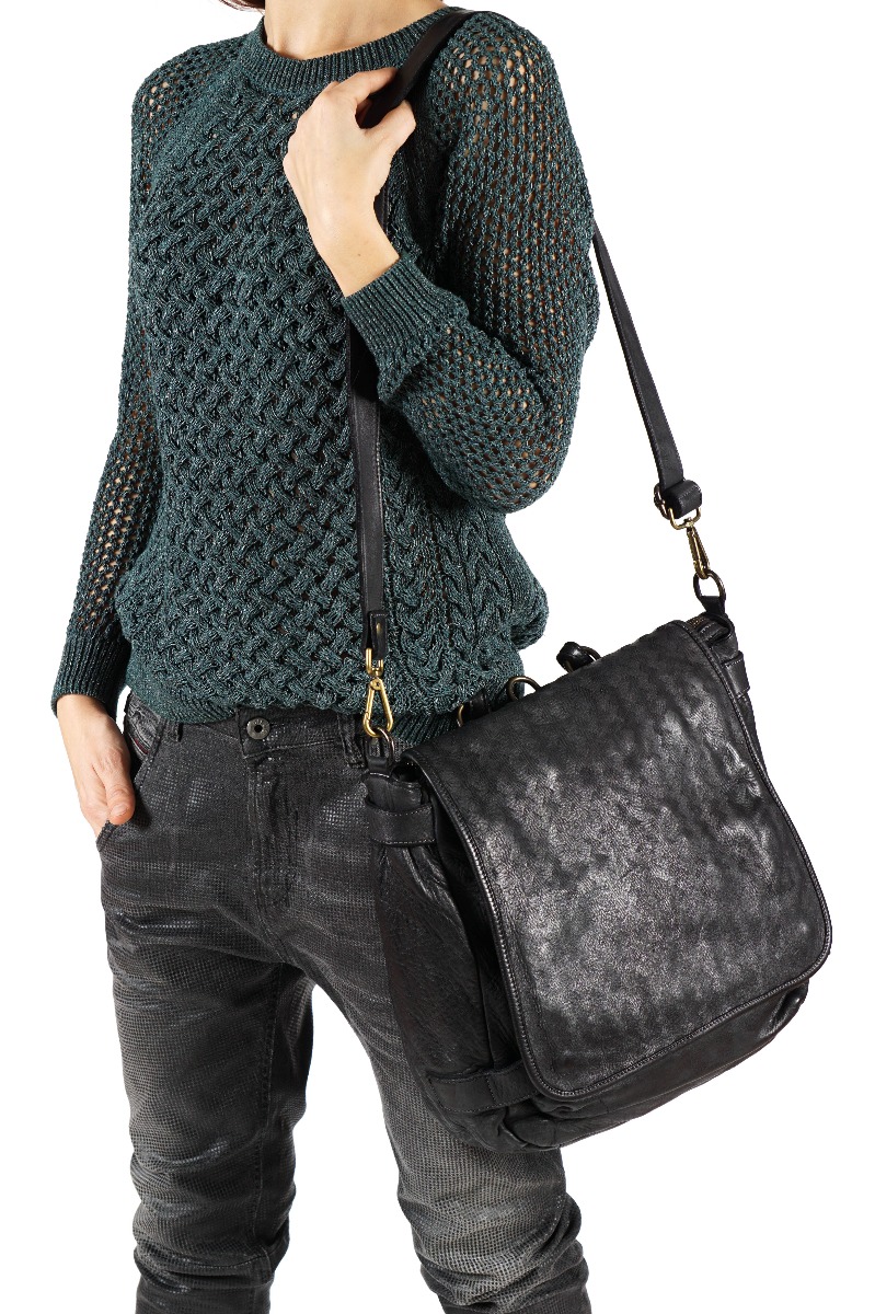 Juoda Itališka odinė kuprinė - transformeris