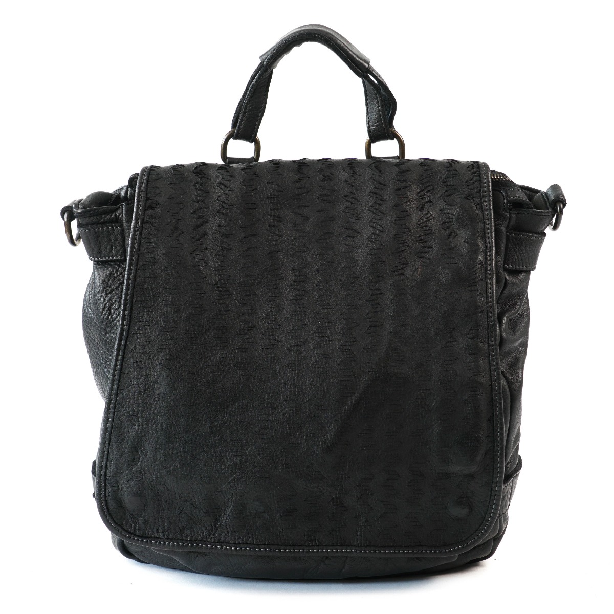 Juoda Itališka odinė kuprinė - transformeris