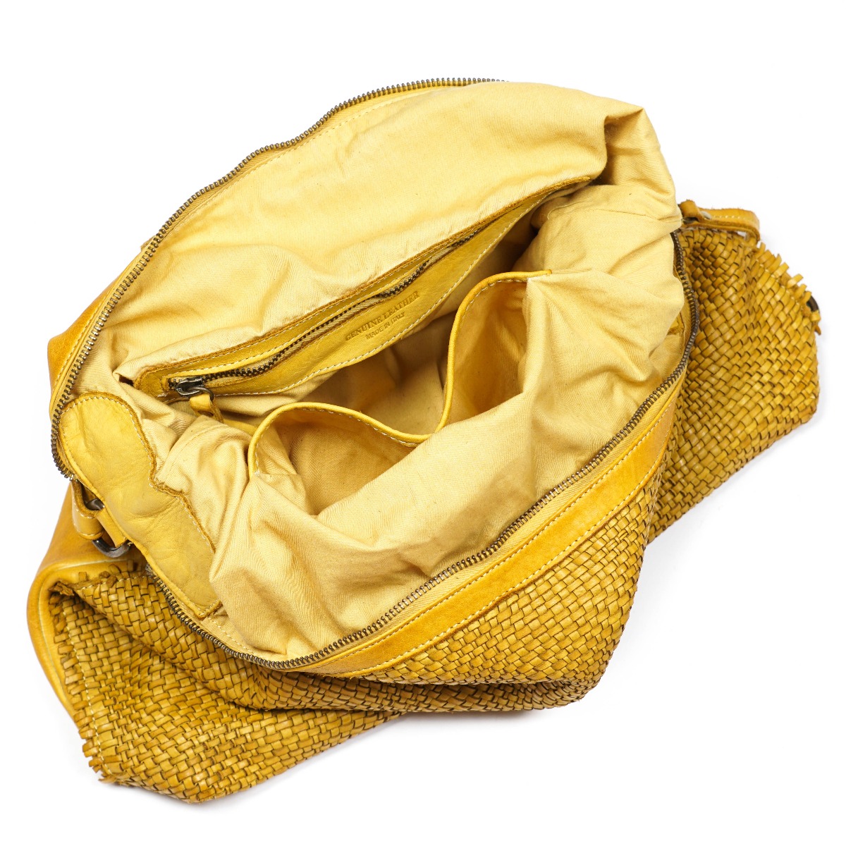 Natūralios odos moteriška kuprinė ir rankinė geltonos spalvos