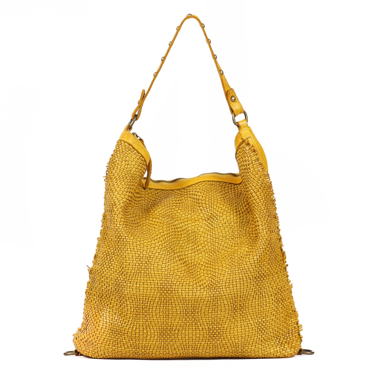 Natūralios odos moteriška kuprinė ir rankinė geltonos spalvos