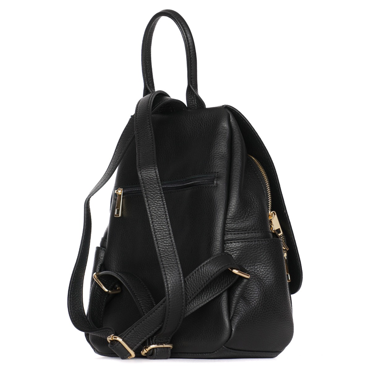 Elegantiška natūralios odos juoda kuprinė su sagtele