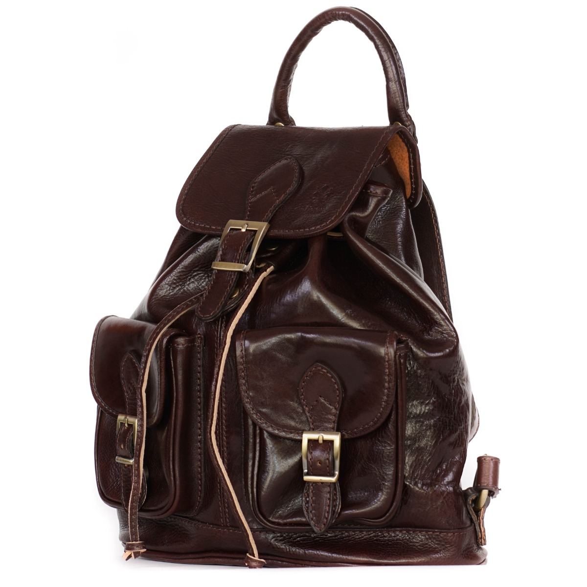 Tamsiai ruda Premium linijos Itališka kuprinė Jam ir Jai