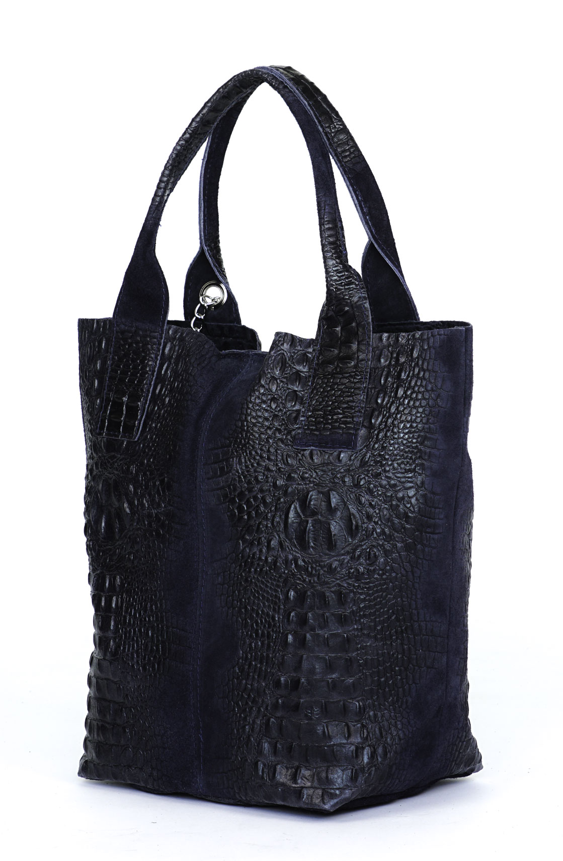 Tamsiai mėlyna odinė rankinė su krokodilo raštu