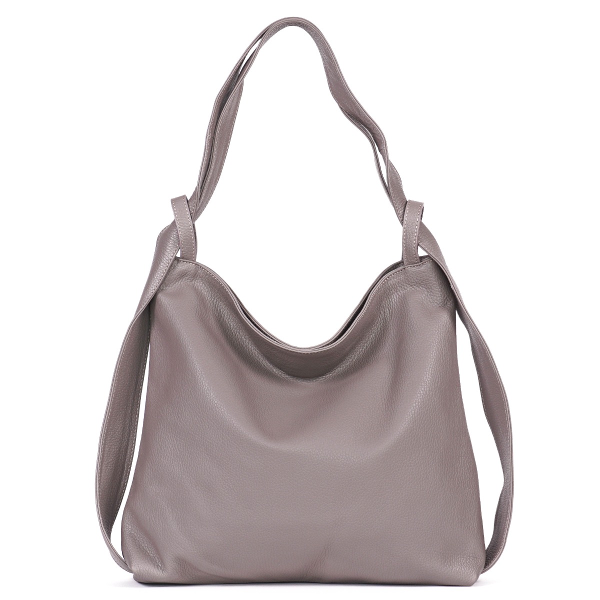 Pilka minkštos Itališkos odos rankinė ir kuprinė viename