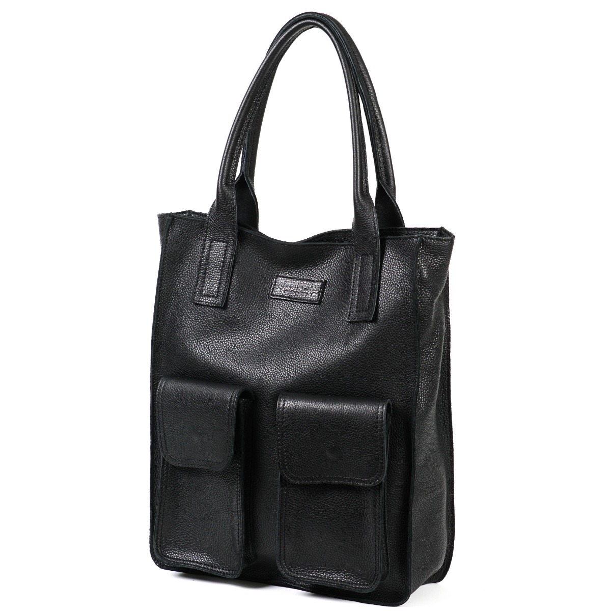 Juoda didelė Itališka rankinė su kišenėmis