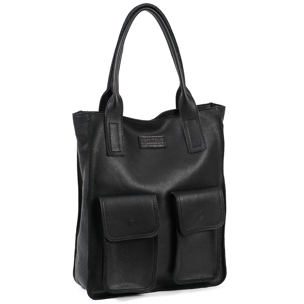 Juoda didelė Itališka rankinė su kišenėmis