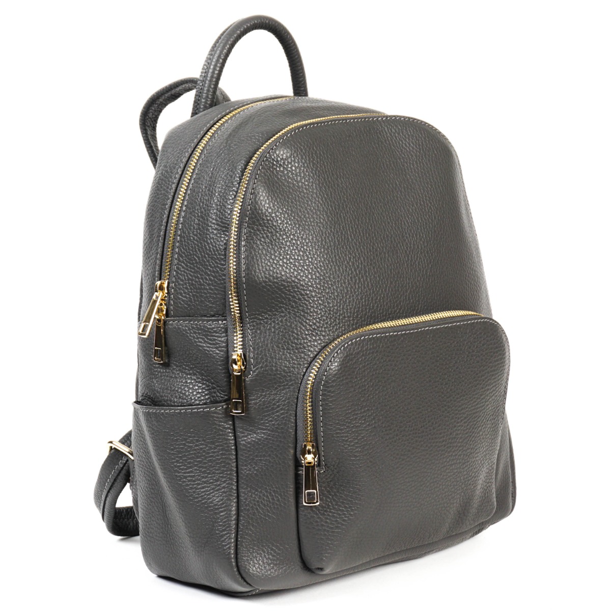 Pilka natūralios odos Itališka kuprinė kiekvienai dienai