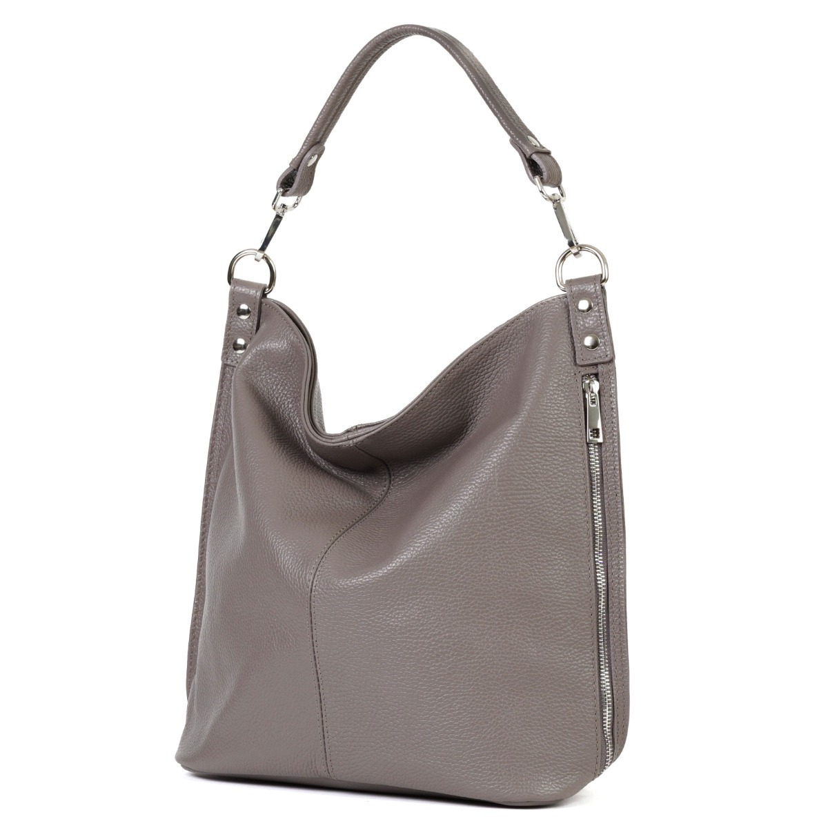 Itališka natūralios odos rankinė pilkos splavos kiekvienai dienai 