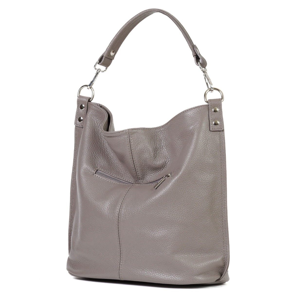 Itališka natūralios odos rankinė pilkos splavos kiekvienai dienai 