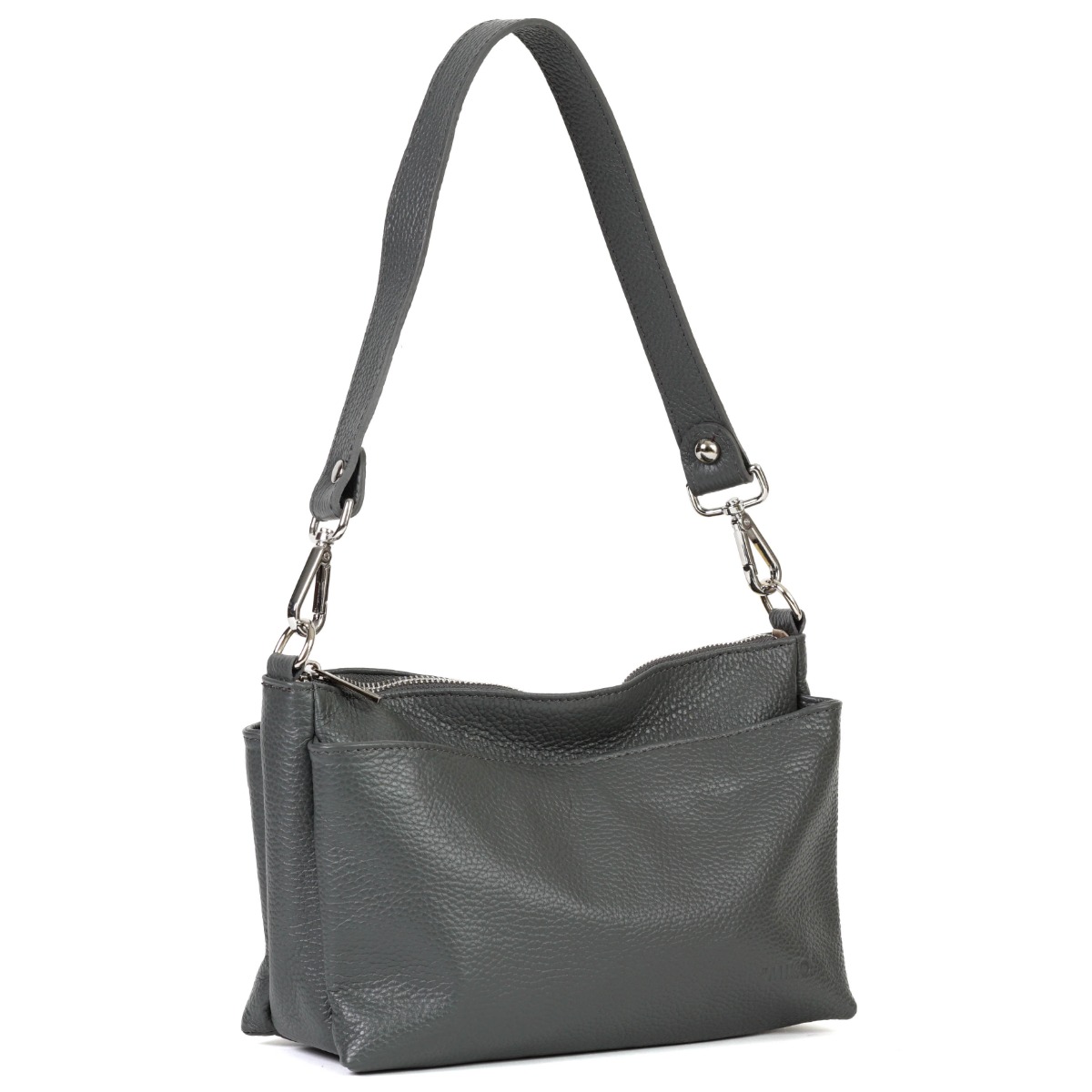 Minkštos odos Itališka rankinė pilkos spalvos