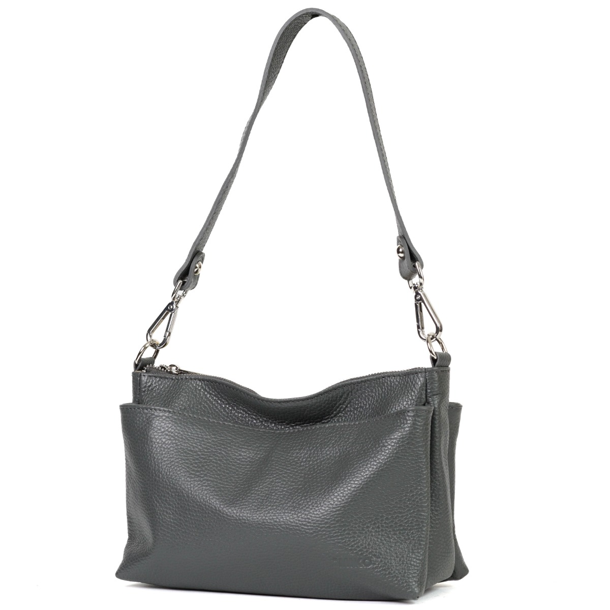 Minkštos odos Itališka rankinė pilkos spalvos