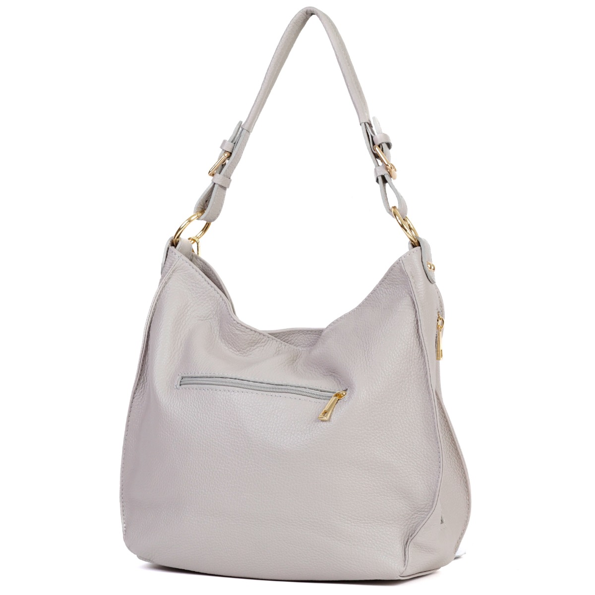 Šviesiai pilka natūralios odos rankinė ant peties