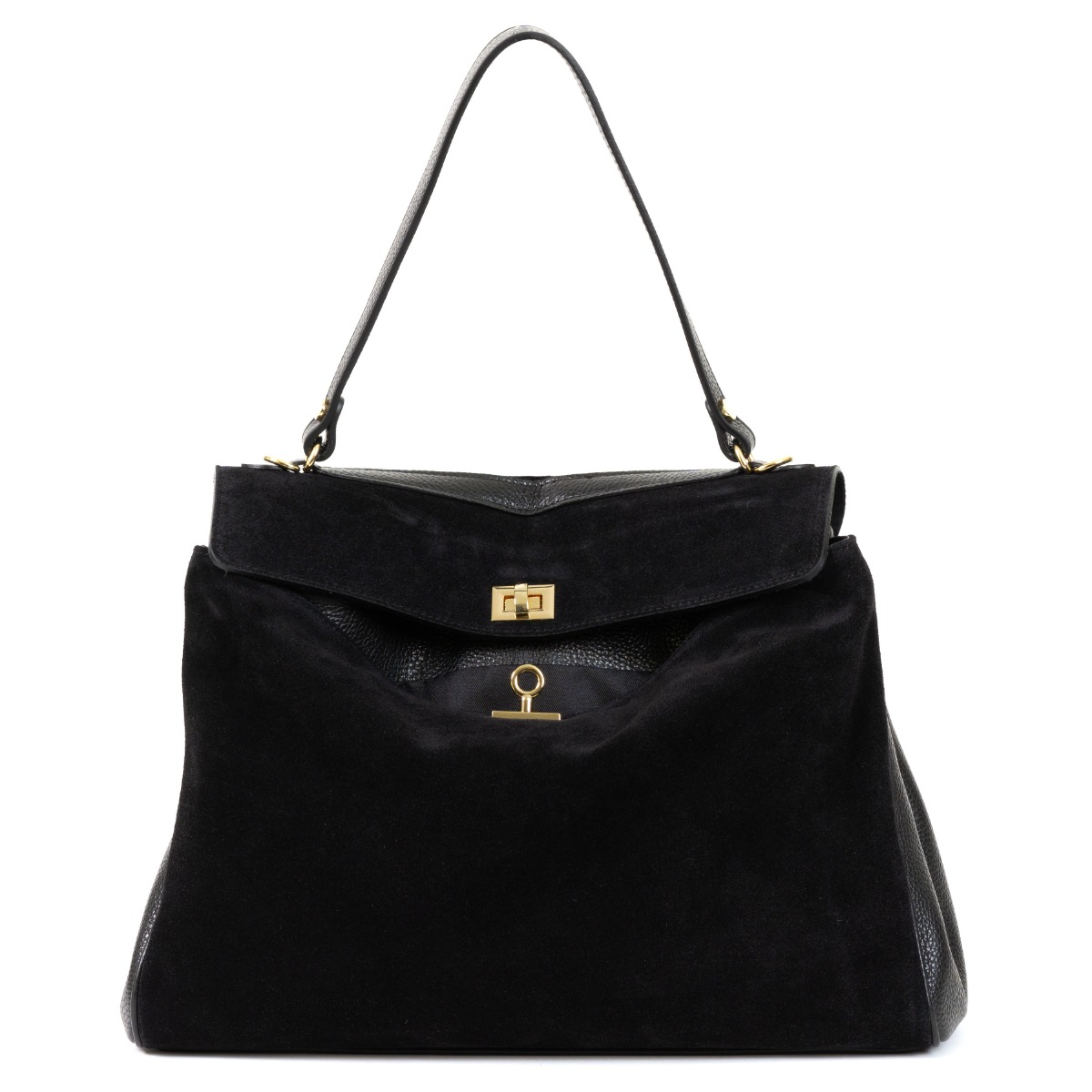 Klasikinė verstos odos juoda rankinė