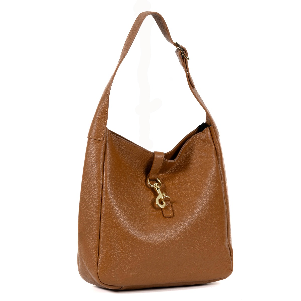 Konjako spalvos klasikinė rankinė su sagtele