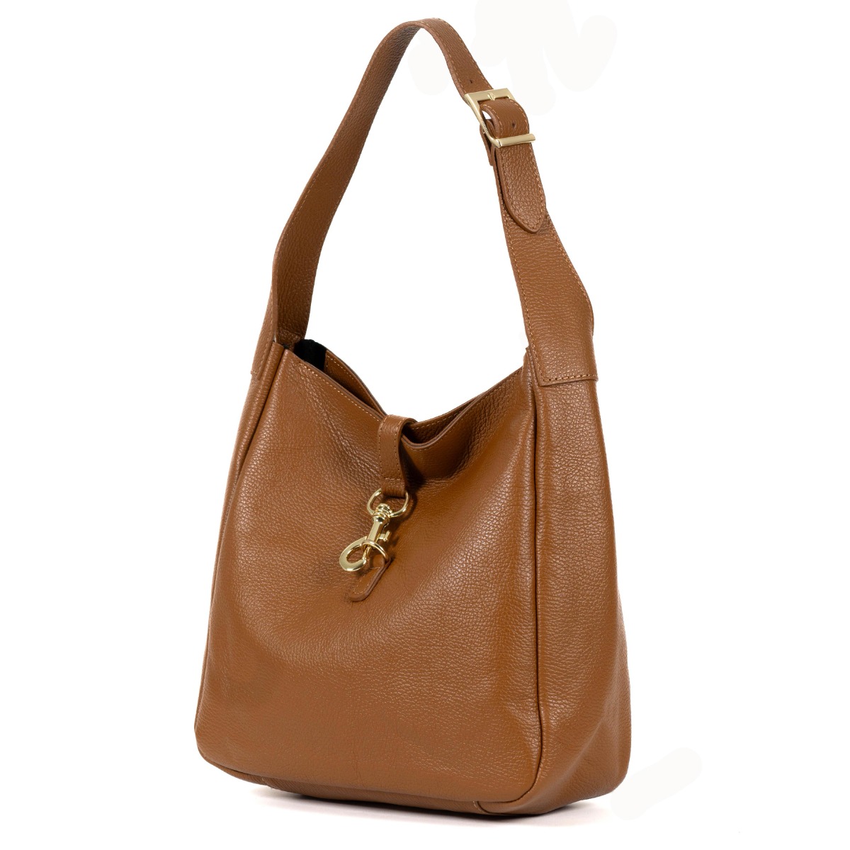 Konjako spalvos klasikinė rankinė su sagtele