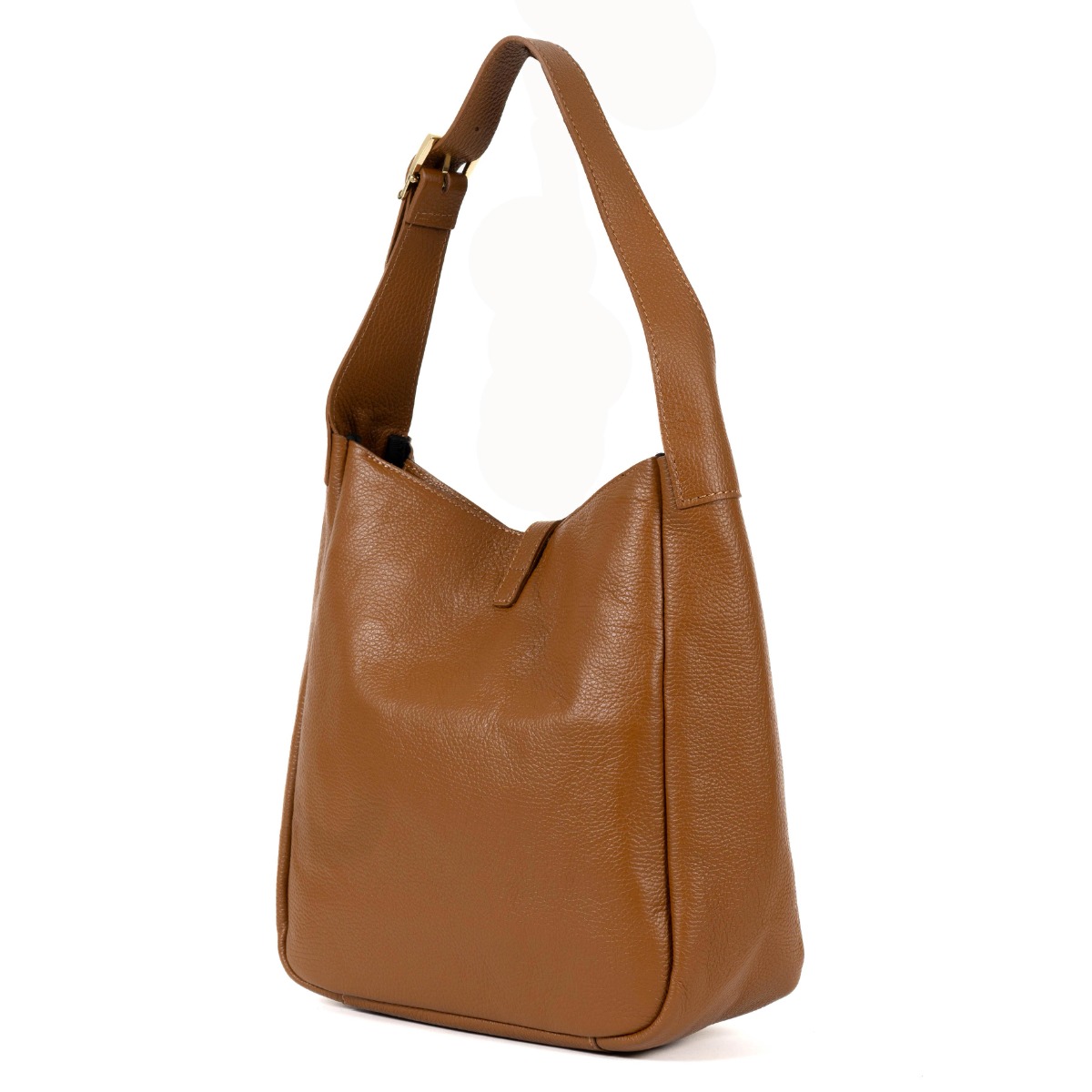 Konjako spalvos klasikinė rankinė su sagtele