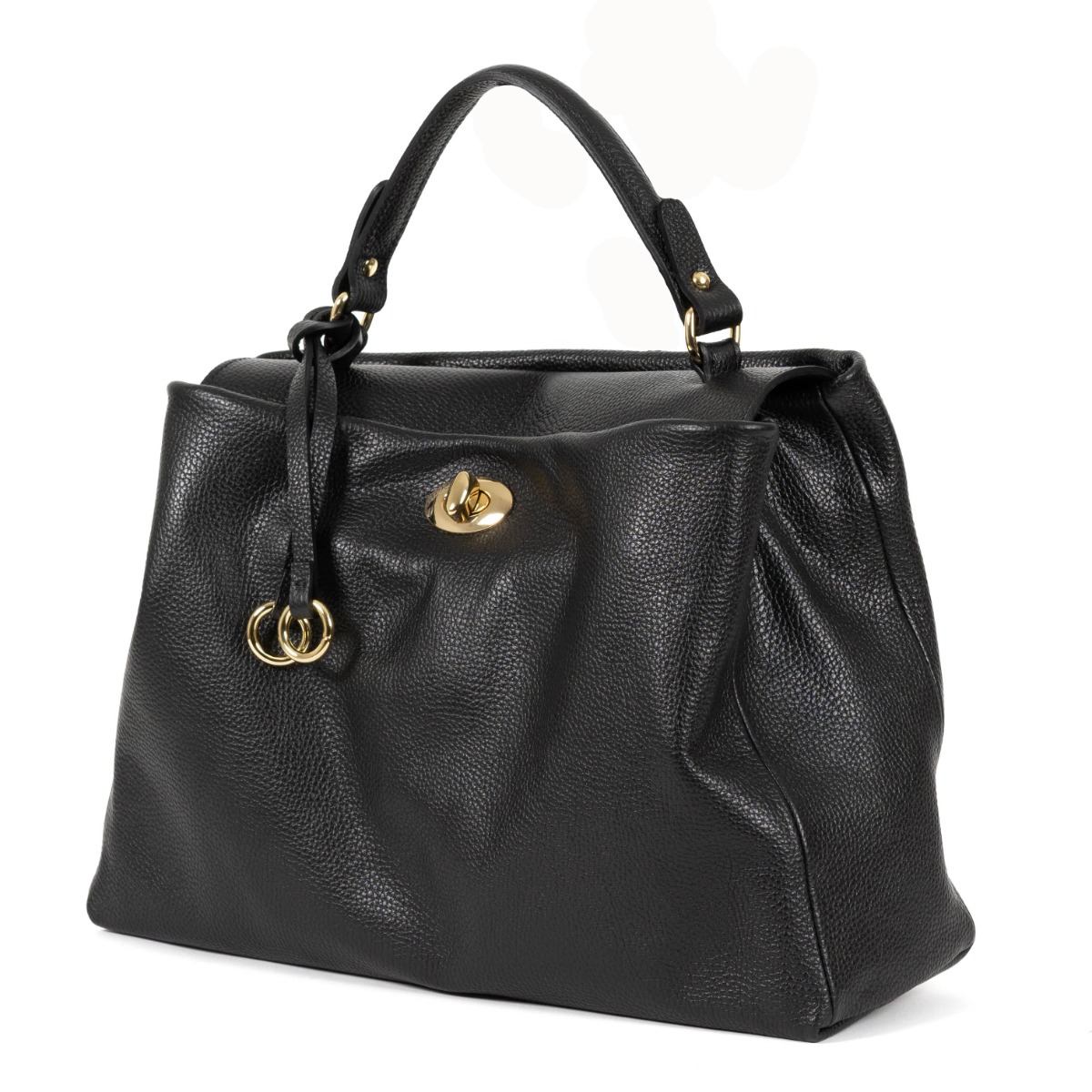 Elegantiška prabangi juodos spalvos rankinė su aukso spalvos detalėmis