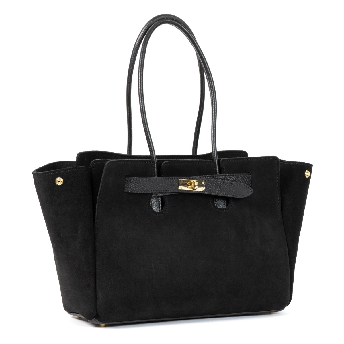 Prabangi versto odos rankinė su auksiniais akcentais