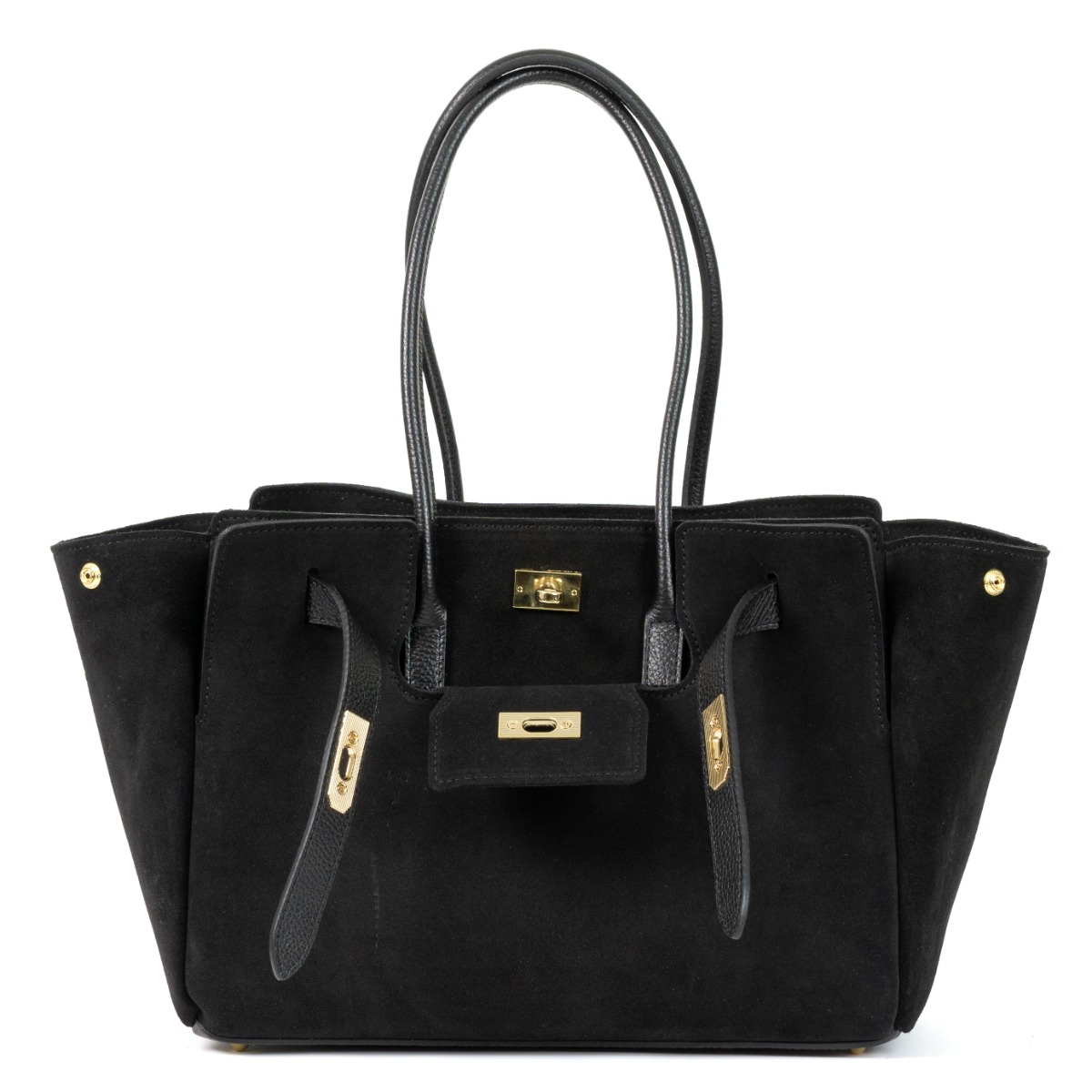 Prabangi versto odos rankinė su auksiniais akcentais